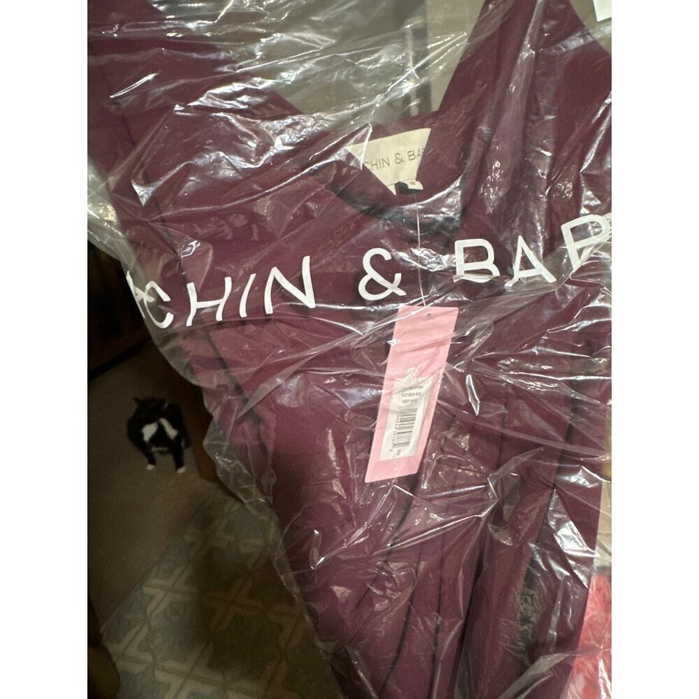 Sachin & Babi Paulina Gown Deep Wine Spaghetti Strap Slit Formal Dress Size XS 0 - Picture 4 of 4